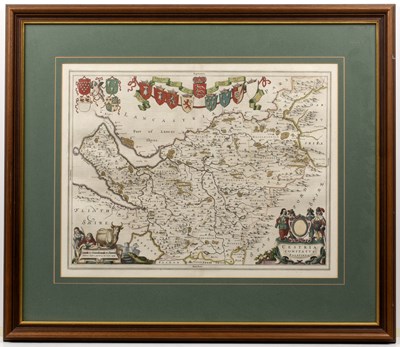 Lot 36 - Joan Blaeu Map of Cheshire, hand-coloured...