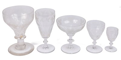 Lot 301 - A set of wine glasses with etched grapevine decoration