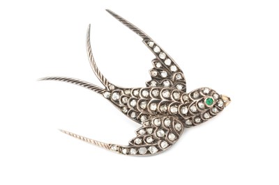 Lot 308 - A 19th century diamond swallow brooch, set...