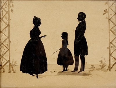 Lot 77 - A 19th century silhouette painted with a...