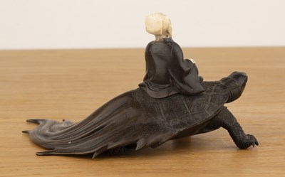 Lot 405 - Bronze and ivory model of a Sennin on a long...
