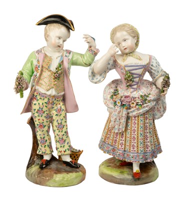 Lot 409 - A pair of large Meissen porcelain children