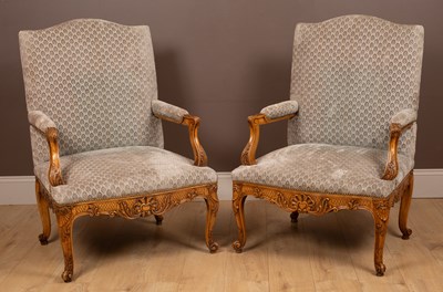 Lot 178 - A pair of French Rococo-style open armchairs
