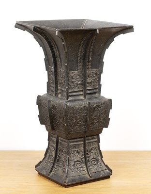 Lot 407 - Large bronze archaic Gu form vessel Chinese,...