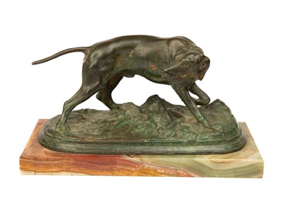 Lot 247 - A bronze sculpture of a hound