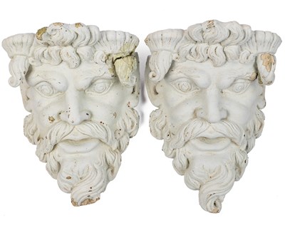 Lot 471 - A pair of plaster white painted wall brackets