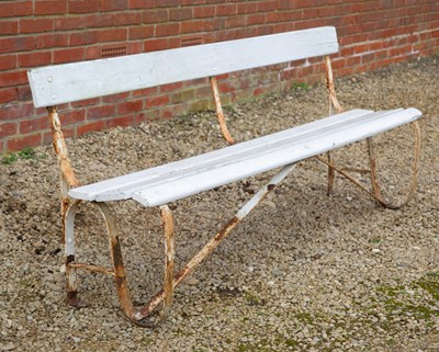 Lot 1320 - A white-painted iron framed garden bench