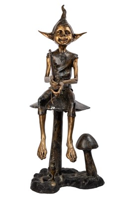 Lot 1278 - A bronze sculpture of a fishing pixie