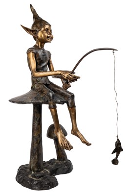 Lot 1278 - A bronze sculpture of a fishing pixie