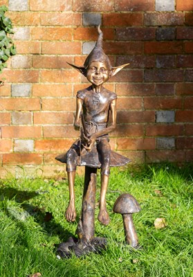 Lot 1278 - A bronze sculpture of a fishing pixie