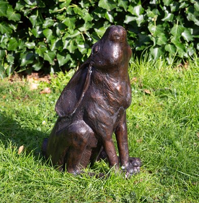 Lot 1295 - A bronze sculpture of a moon gazing hare