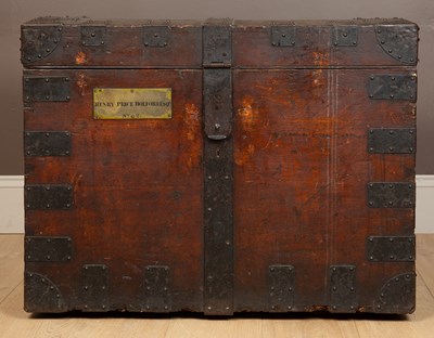 Lot 1101 - A 19th century Garrard's iron-bound oak silver chest