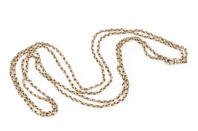 Lot 278 - A 9ct gold fancy link long chain, the clasp...