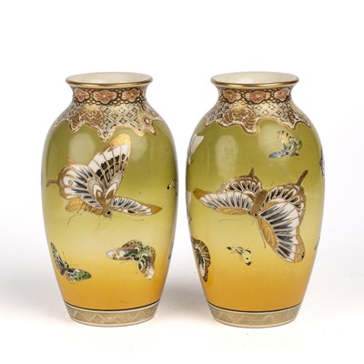 Lot 25 - A pair of Japanese Meiji Satsuma porcelain...