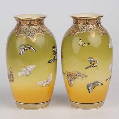 Lot 25 - A pair of Japanese Meiji Satsuma porcelain...