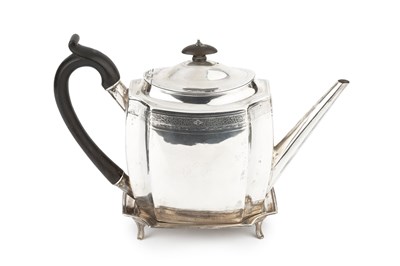 Lot 652 - A George III silver teapot on stand, of shaped...