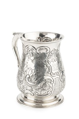 Lot 670 - A George II silver pint mug, of baluster form,...