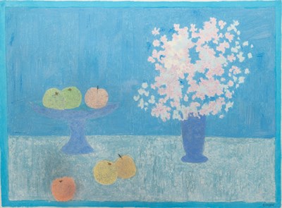 Lot 100 - Bernard Myers (British 1925-2007), still life with fruit and flowers