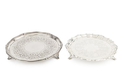 Lot 654 - A George II silver waiter, with shaped border...