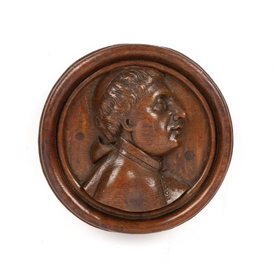Lot 1 - An 18th century carved oak relief roundel...