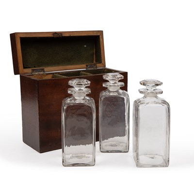 Lot 7 - A George III mahogany decanter box, with three...