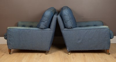 Lot 40 - A pair of Howard style deep armchairs