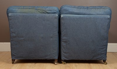 Lot 40 - A pair of Howard style deep armchairs