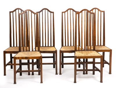 Lot 819 - Arts & Crafts A set of six dining chairs,...