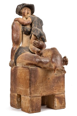 Lot 119 - A ceramic sculpture of a mother and child