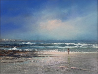 Lot 227 - Philip Gray (b.1959) 'Beach scene', pastel,...