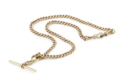 Lot 329 - A 9ct gold curb link Albert chain, with T-bar,...