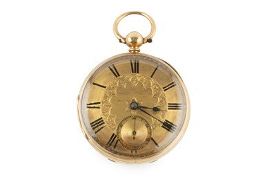 Lot 393 - A Victorian 18ct gold open face pocket watch,...