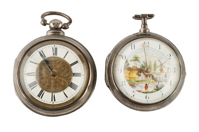 Lot 400 - A George III silver pair cased pocket watch,...