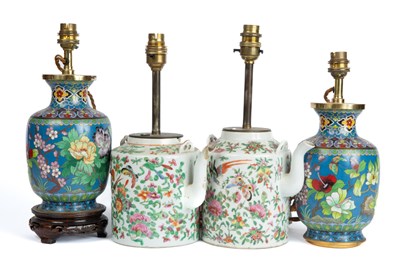 Lot 405 - Two pairs of decorative table lamps