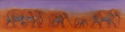 Lot 284 - Justin Tew (b.1969) 'Parade of elephants', oil...