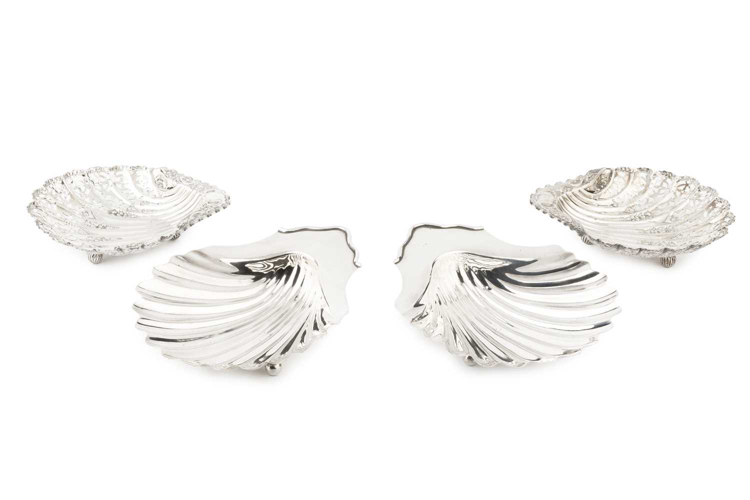 Lot A pair of George III silver scallop shaped...