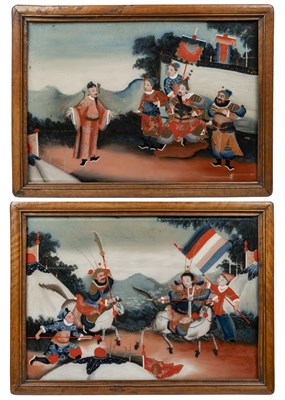 Lot 279 - A pair of Chinese reverse glass paintings