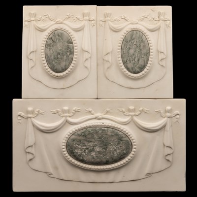 Lot 1228 - Three matching marble inset Edwardian panels