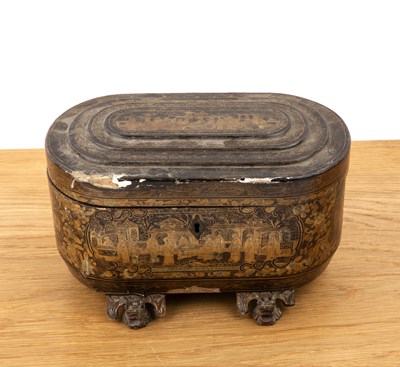 Lot 385 - Export lacquered tea caddy Chinese, 19th...