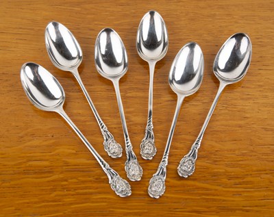 Lot 484 - Set of six silver spoons possibly 18th Century,...