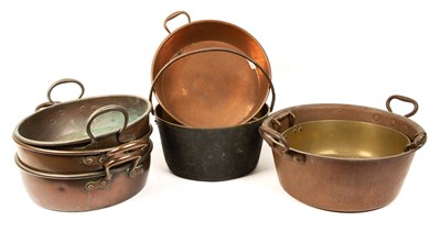 Lot 1027 - A group of seven various jam pans