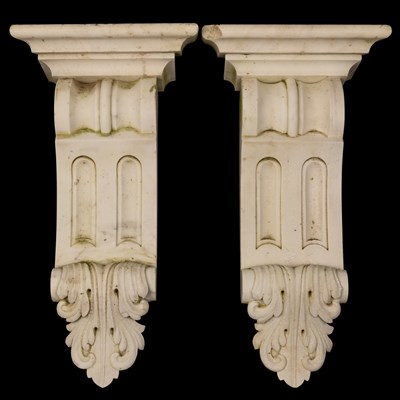 Lot 1224 - A pair of carved marble corbel brackets