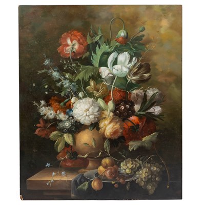 Lot 338 - In the manner of 18th century Dutch School, a still life of flowers