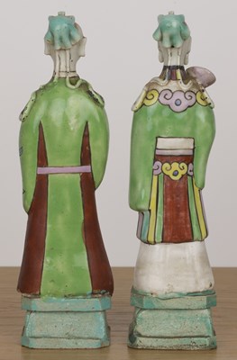 Lot 144 - Two standing famille verte figures Chinese,...