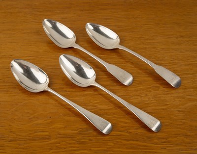 Lot 493 - Two pairs of Georgian silver tablespoons the...