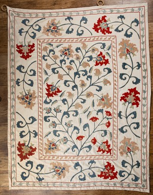 Lot 138 - Arts and Crafts Iznik style suzani, worked...