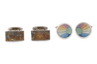 Lot 325 - A pair of Danish silver cufflinks by Georg...