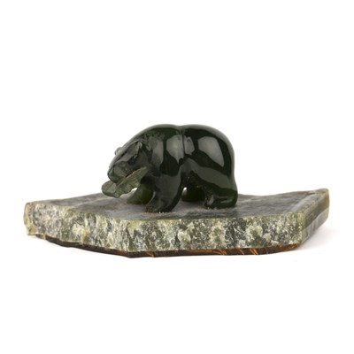 Lot 119 - A small Canadian jade carving of a bear and...