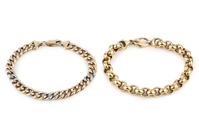 Lot 342 - A French yellow gold belcher link bracelet,...