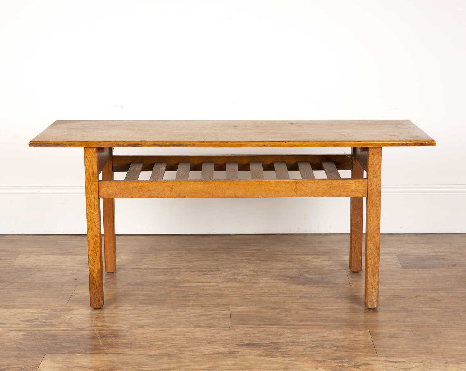 Lot 88 - Cotswold School oak, coffee table with...